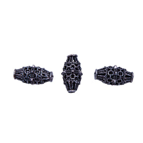 ME4172-S4: Metal Drop Bead Spiky Design Silver 9x17mm-3PC