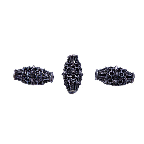 ME4172-S4: Metal Drop Bead Spiky Design Silver 9x17mm-3PC