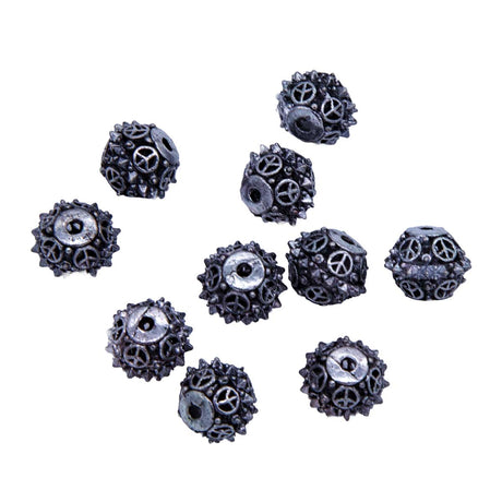 ME4173-S1: Bead Peace Sign/spike Silver 8x10mm-10PC
