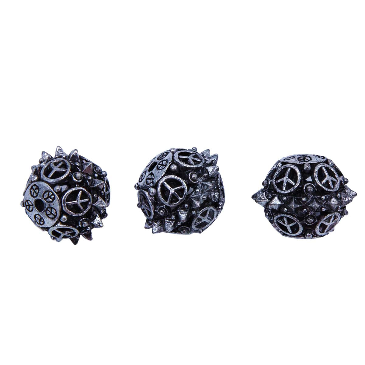 ME4173-S4: Bead Peace Sign/spikes Silver 14x17mm-3PC