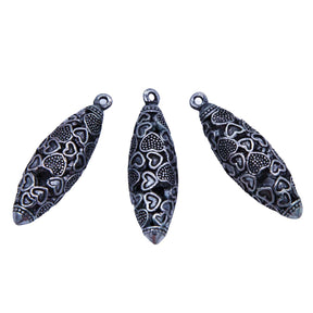 ME4175-S2: Metal Drop Bead Heart Design Silver 9x17mm-3PC