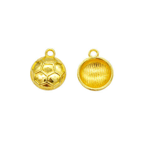 ME5006-G: Football Pendant Gold 15x12 mm 5pc