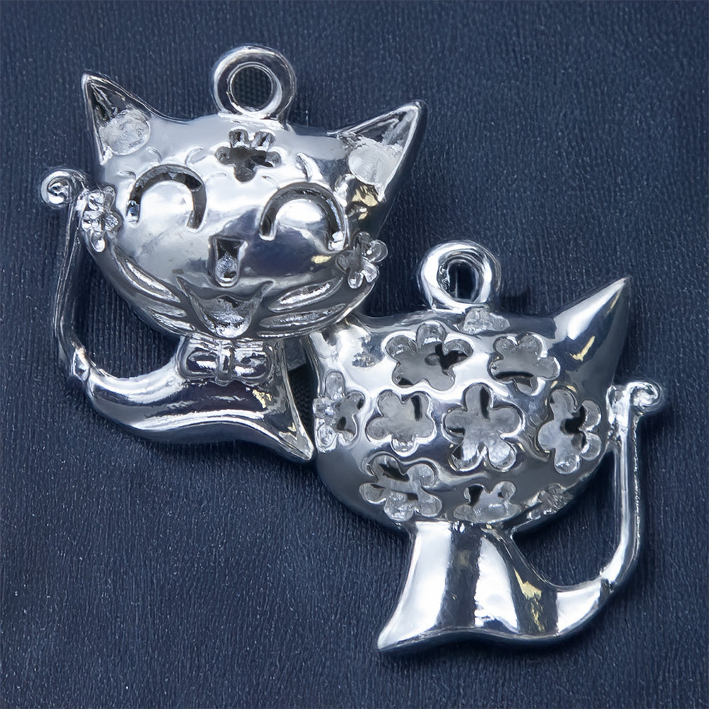 ME5552-S: Filigree Pendant Happy Cat 22x24mm - 2PPK