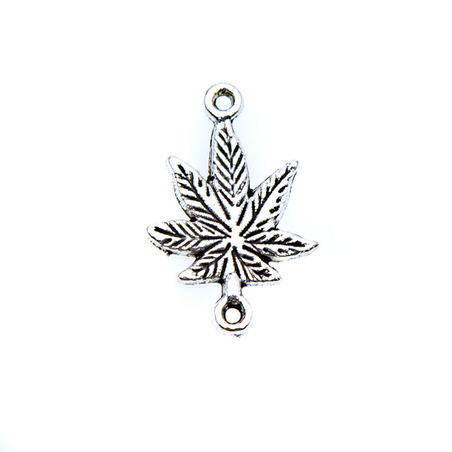ME5631-S3: Marijuana Leaf Charm 2-Loop 24x15mm - 30 Pieces