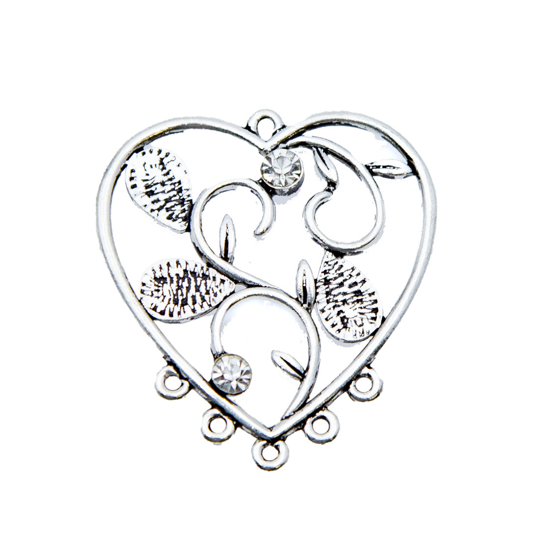 ME5717: Pendant Heart Vines R/S 5 Loops 31x34mm - 8PCS