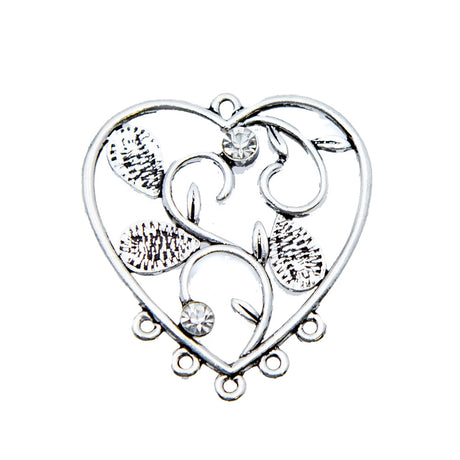 ME5717: Pendant Heart Vines R/S 5 Loops 31x34mm - 8PCS
