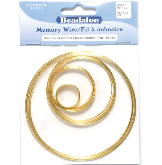 Memory Wire Window MW525-G: Memory Wire 4 Assorted Sizes Gold 15lp .5 Ounce - Package ...