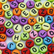 PL200-14: Acrylic Alphabet Multi/Black Disc 4x7mm 100Pcs