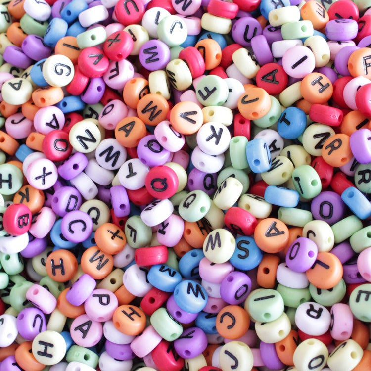 PL200-14X2: Acrylic Alphabet Multi/Black Disc 4x7mm - 200PPK