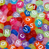 PL200-19: Acrylic Disc Alphabet TR Multi w/White 4x7mm 200Pcs