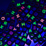 PL200-24: Acrylic Alphabet Black/Multi 6x6mm 4mm Hole 100PPK
