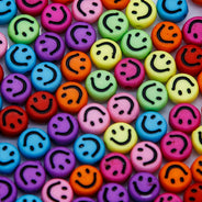 PL200-27: Acrylic Smiley Faces Multi Color Disc 4x7mm - 100PPK