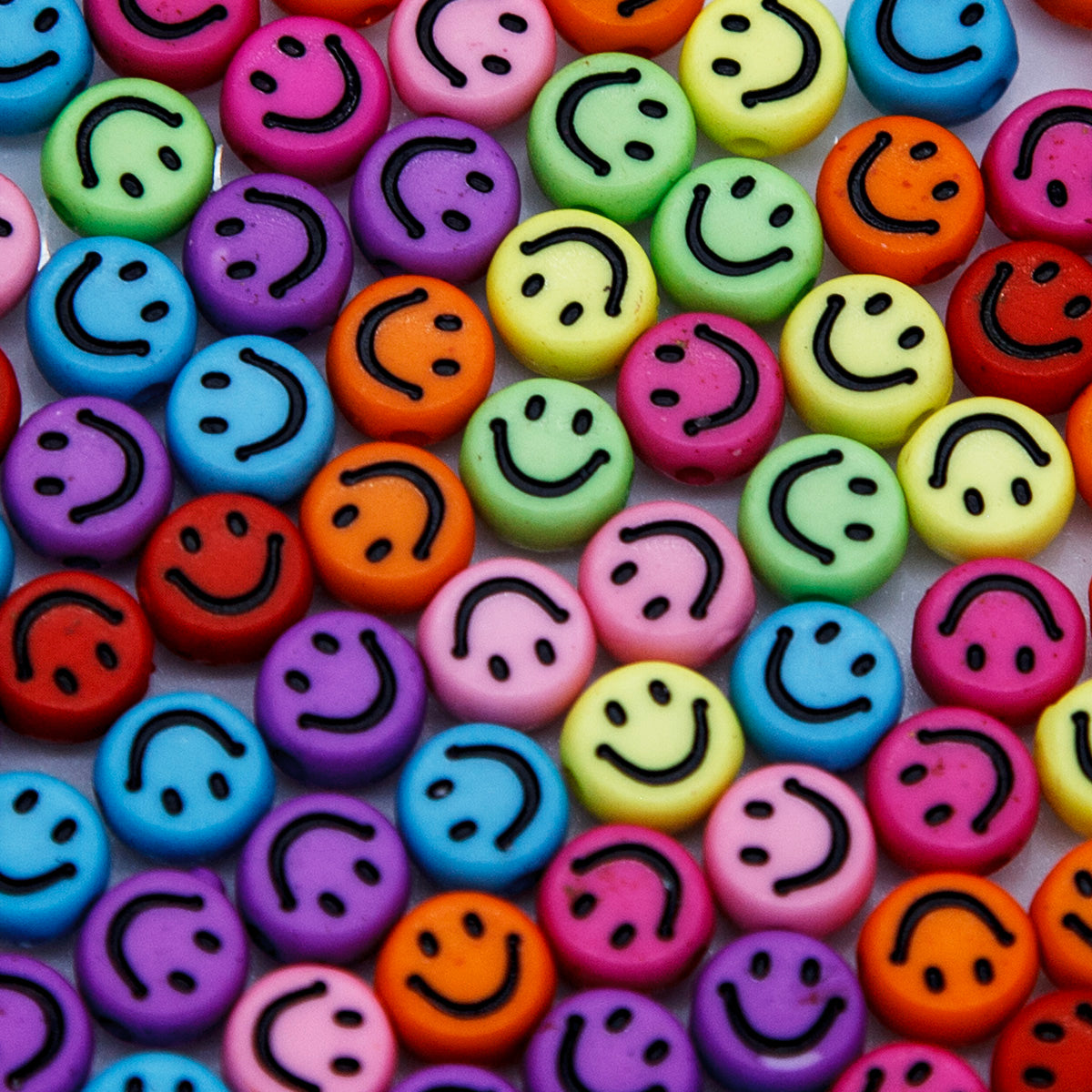 PL200-27: Acrylic Smiley Faces Multi Color Disc 4x7mm - 100PPK