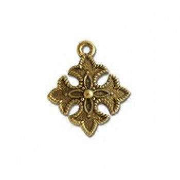 PW6059-AG: Charm Fleur Cross 19x21mm Ant Gold - 1PC