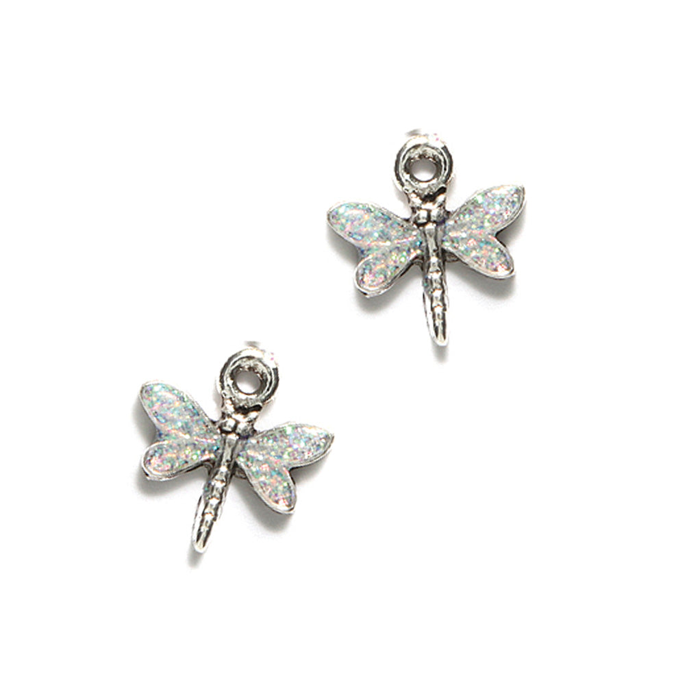 PW865-ES: Charm Dragonfly Glitter Epoxy Ant Pewter 14mm - 1EA