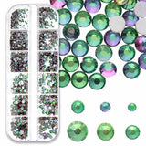 RH525-508FX: China FlatBack Rhinestone Mix Green Flame 1500PPK