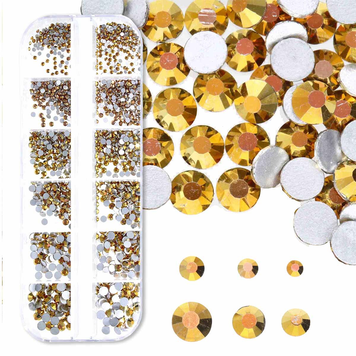 RH525-854FX: China FlatBack Rhinestone Mix Gold 1500PPK