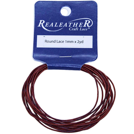 RL0102-0403: Round Leather Lace Hank Natural Mahogany 1mm 72in