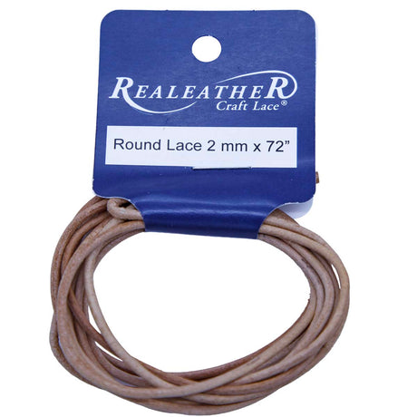RL0202-0102: Round Leather Lace Hank Natural 2mm 72in