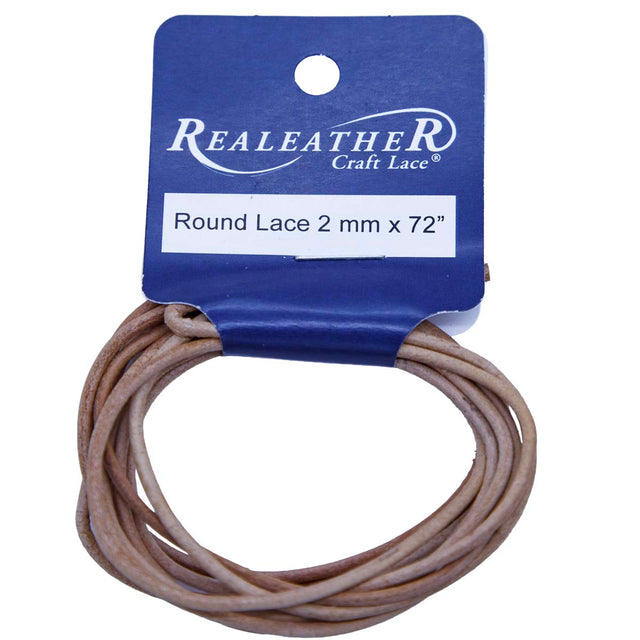 RL0202-0102: Round Leather Lace Hank Natural 2mm 72in