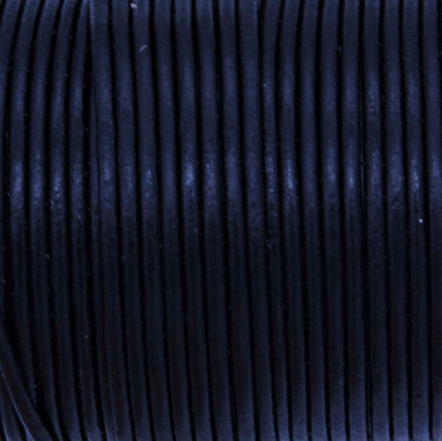 RL2520-0112: Round Leather Lace Spool Black 2mm 25yds