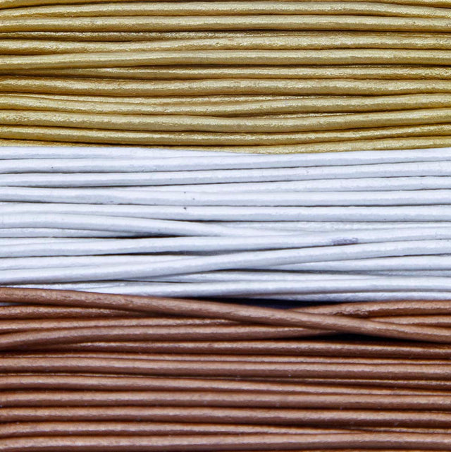 RLC00802-12: Round Lace Combo Gold/Silver/Bronze 2mm 8yds