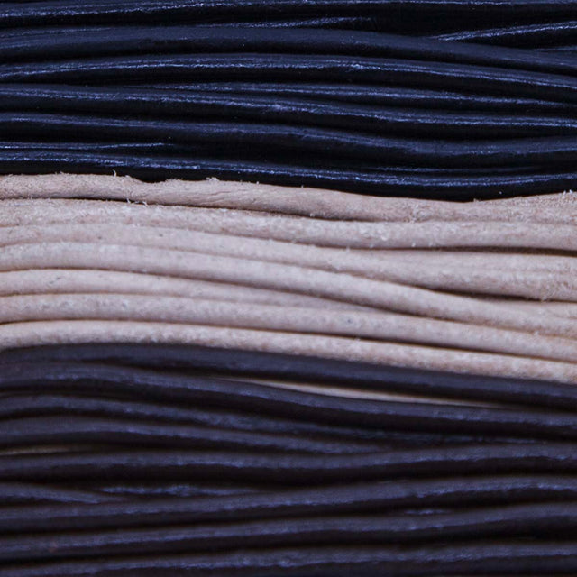RLC00802-26: Round Lace Combo Black/Natural/Brown 2mm 8yds