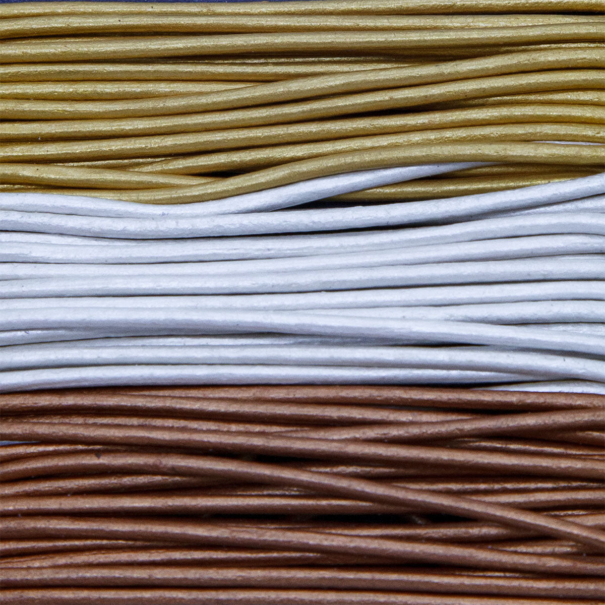 RLC0815-12: Round Lace Combo Gold/Silver/Copper 2mm 8yds