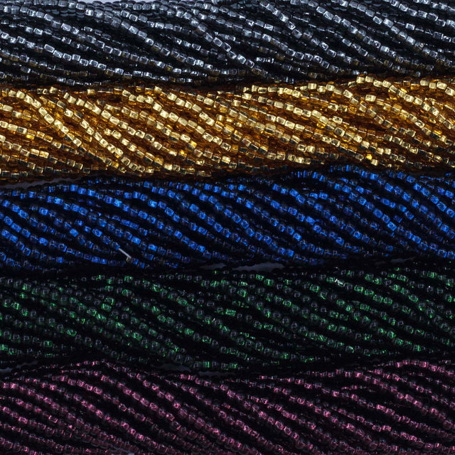 SB999-MX69: Czech Seed Bead Bundle Midnight Jewel Box 11/0 5 colors