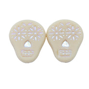 SK003: Sugar Skull - Cream Ivory and Iridescent 19x16mm - 10 Pc