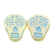 SK011: Sugar Skull - Ivory and Pale Blue 19x16mm - 10 Pc
