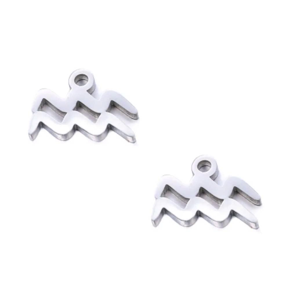 SNC10-SN11: Stainless Steel Zodiac Charm - Aquarius - 9.5mm - 2PPK