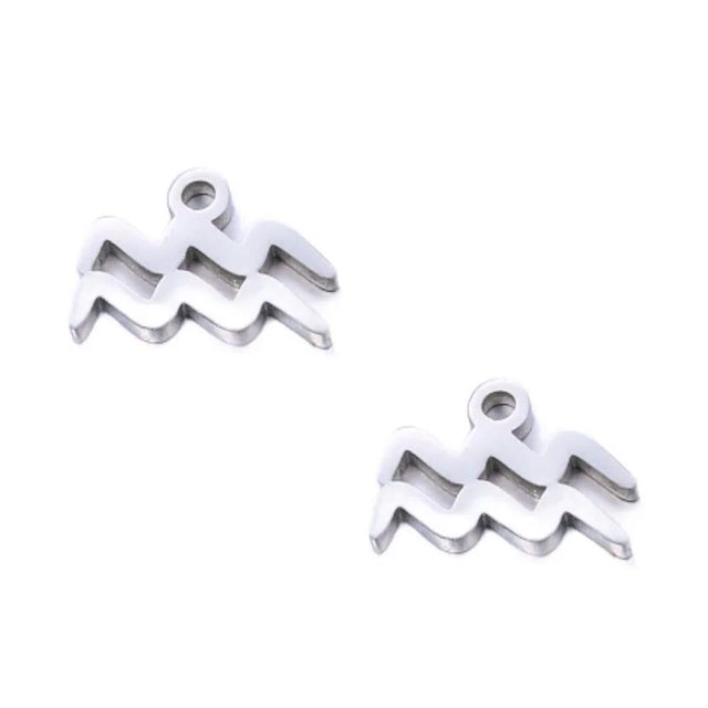 SNC10-SN11: Stainless Steel Zodiac Charm - Aquarius - 9.5mm - 2PPK