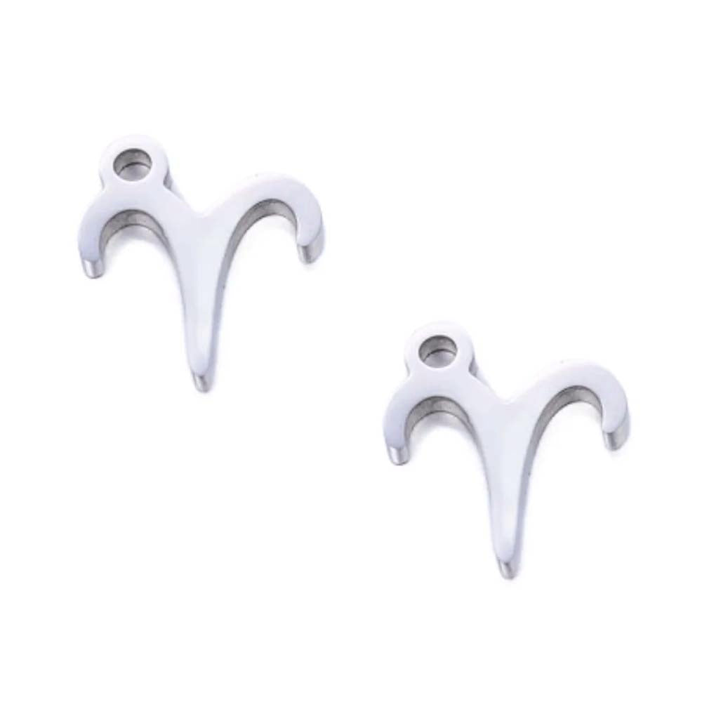 SNC10-SN1: Stainless Steel Zodiac Charm - Aries - 9.5mm - 2PPK
