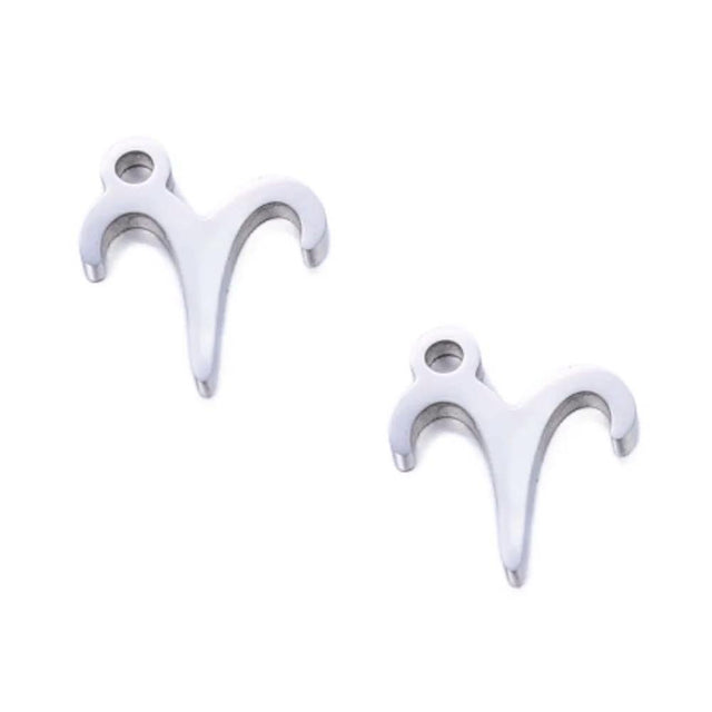 SNC10-SN1: Stainless Steel Zodiac Charm - Aries - 9.5mm - 2PPK