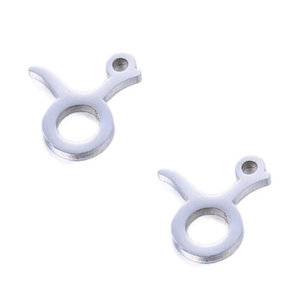 SNC10-SN2: Stainless Steel Zodiac Charm - Taurus - 9.5mm - 2PPK
