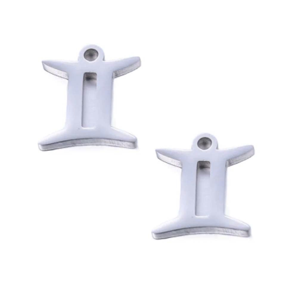 SNC10-SN3: Stainless Steel Zodiac Charm - Gemini - 9.5mm - 2PPK
