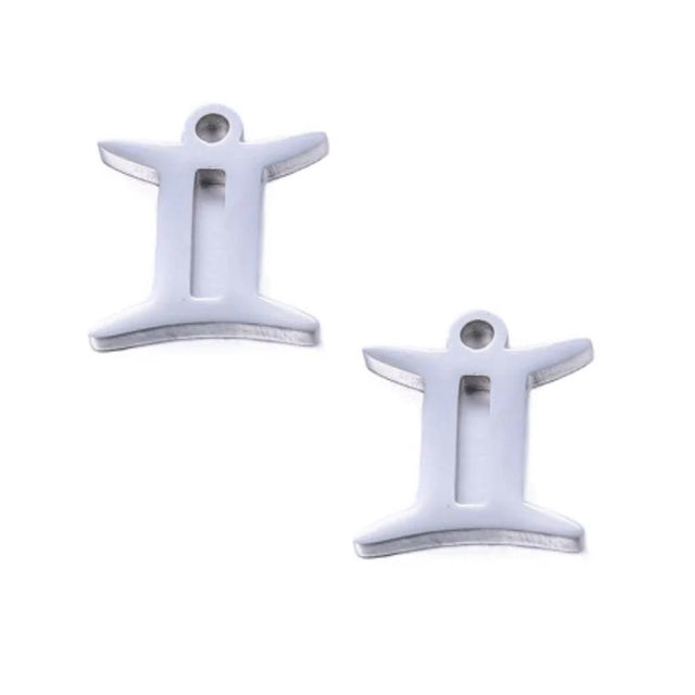 SNC10-SN3: Stainless Steel Zodiac Charm - Gemini - 9.5mm - 2PPK