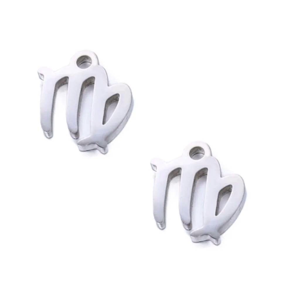 SNC10-SN6: Stainless Steel Zodiac Charm - Virgo - 9.5mm - 2PPK