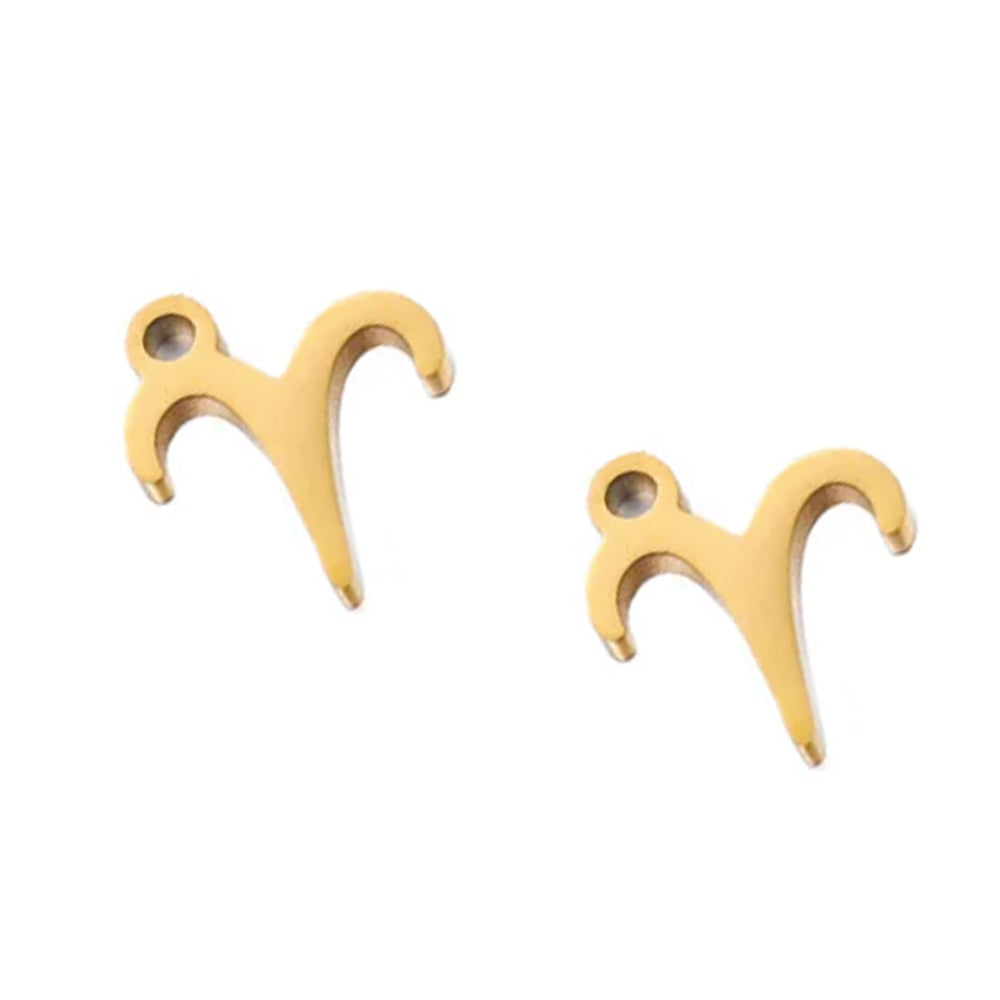 SNC10-SNG1: Stainless Steel Zodiac Charm - Aries -  Gold - 9.5mm - 2PPK