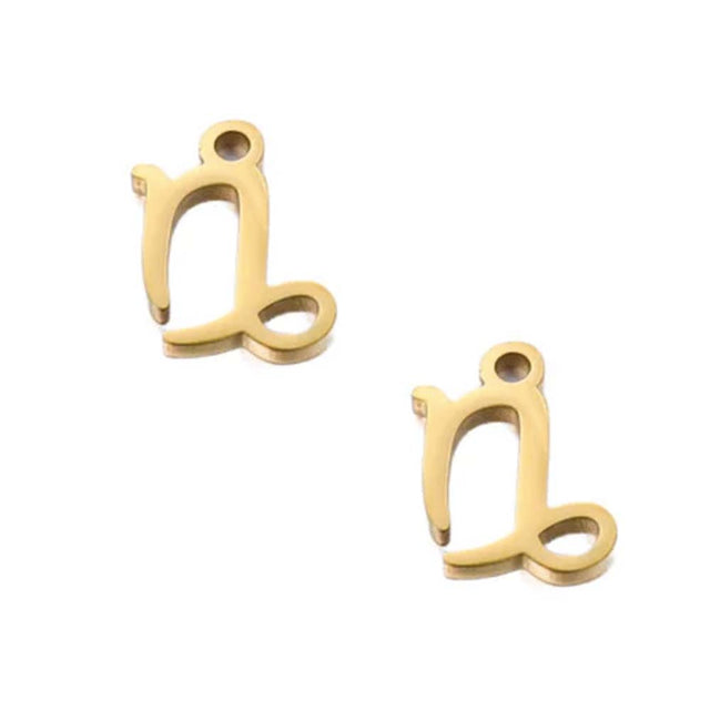 SNC10-SNG10: Stainless Steel Zodiac Charm - Capricorn -  Gold - 9.5mm - 2PPK