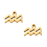 SNC10-SNG11: Stainless Steel Zodiac Charm - Aquarius -  Gold - 9.5mm - 2PPK