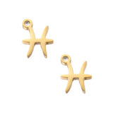 SNC10-SNG12: Stainless Steel Zodiac Charm - Pisces -  Gold - 9.5mm - 2PPK