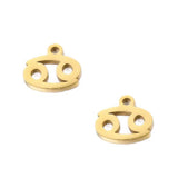 SNC10-SNG4: Stainless Steel Zodiac Charm - Cancer -  Gold - 9.5mm - 2PPK
