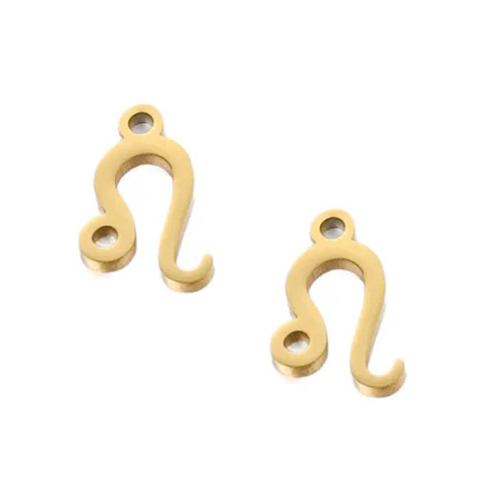 SNC10-SNG5: Stainless Steel Zodiac Charm - Leo -  Gold - 9.5mm - 2PPK