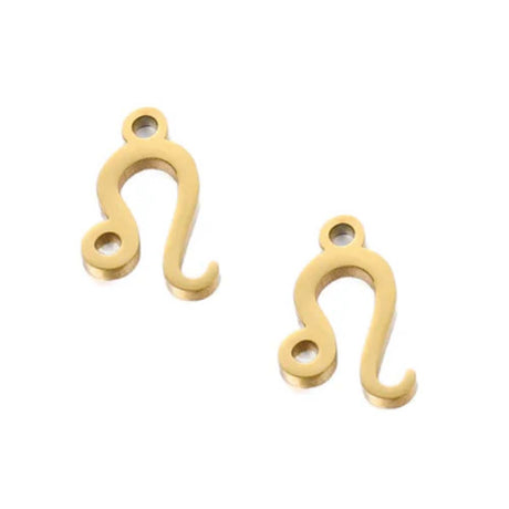 SNC10-SNG5: Stainless Steel Zodiac Charm - Leo -  Gold - 9.5mm - 2PPK