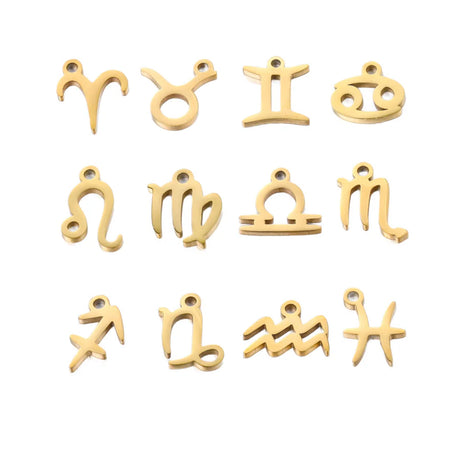 SNC10-SNG1: Stainless Steel Zodiac Charm - Aries -  Gold - 9.5mm - 2PPK