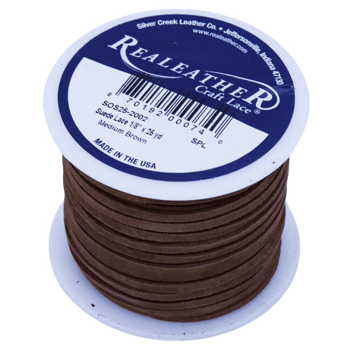 SOS25-2002: Suede Lace Card Medium Brown 3mm 25yds