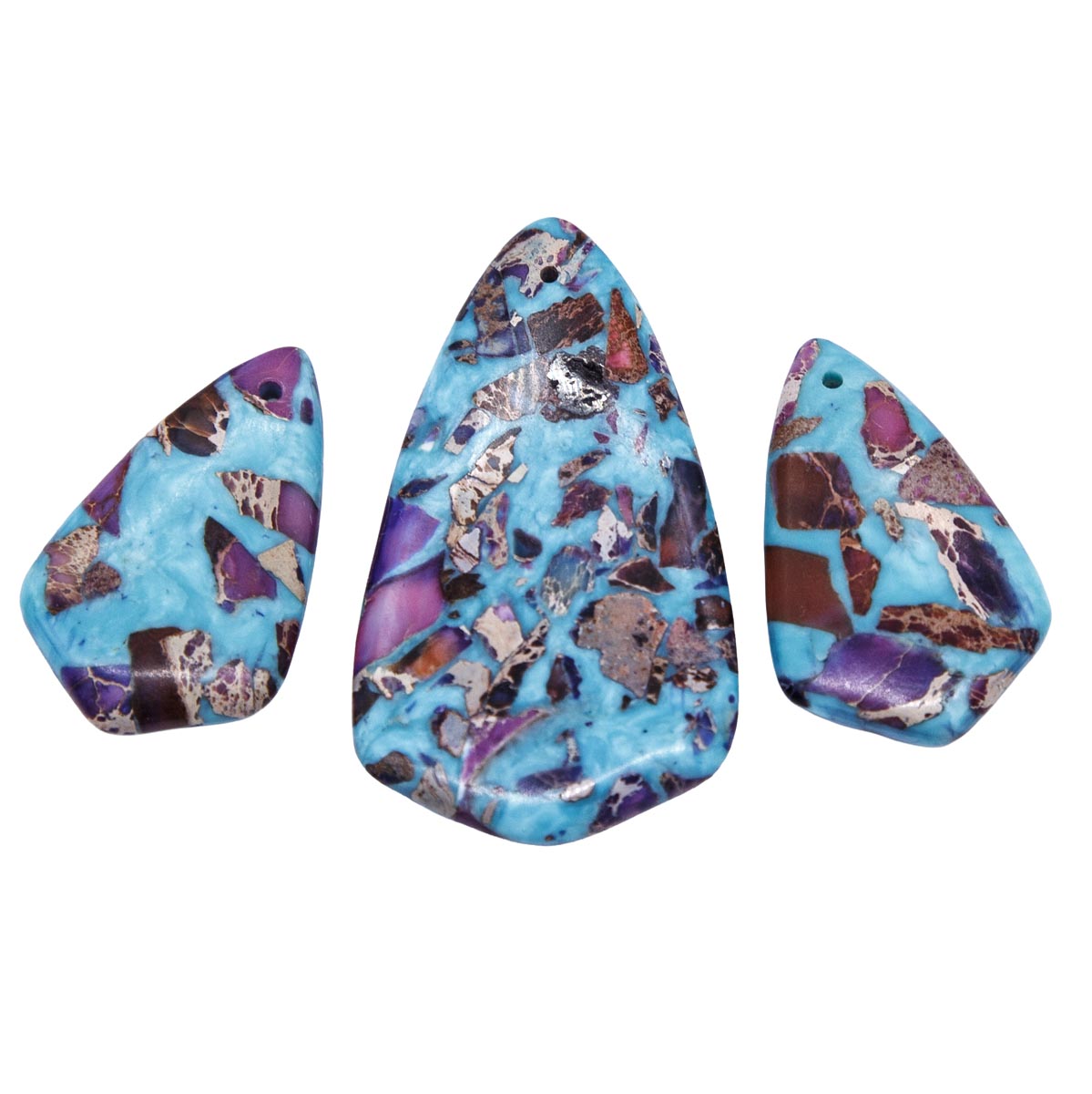 ST34-3: 3PC DropSE Mosaic Turquoise Purple 33-50mm