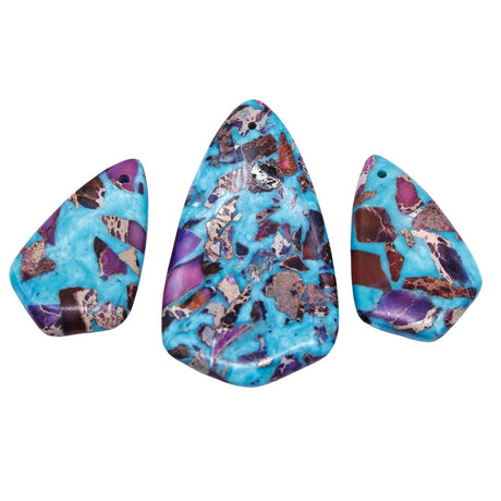 ST34-3: 3PC DropSE Mosaic Turquoise Purple 33-50mm